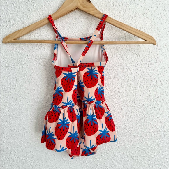 Hanna Andersson pink strawberry ruffle swimsuit 18/24 kids baby - Picture 5 of 5